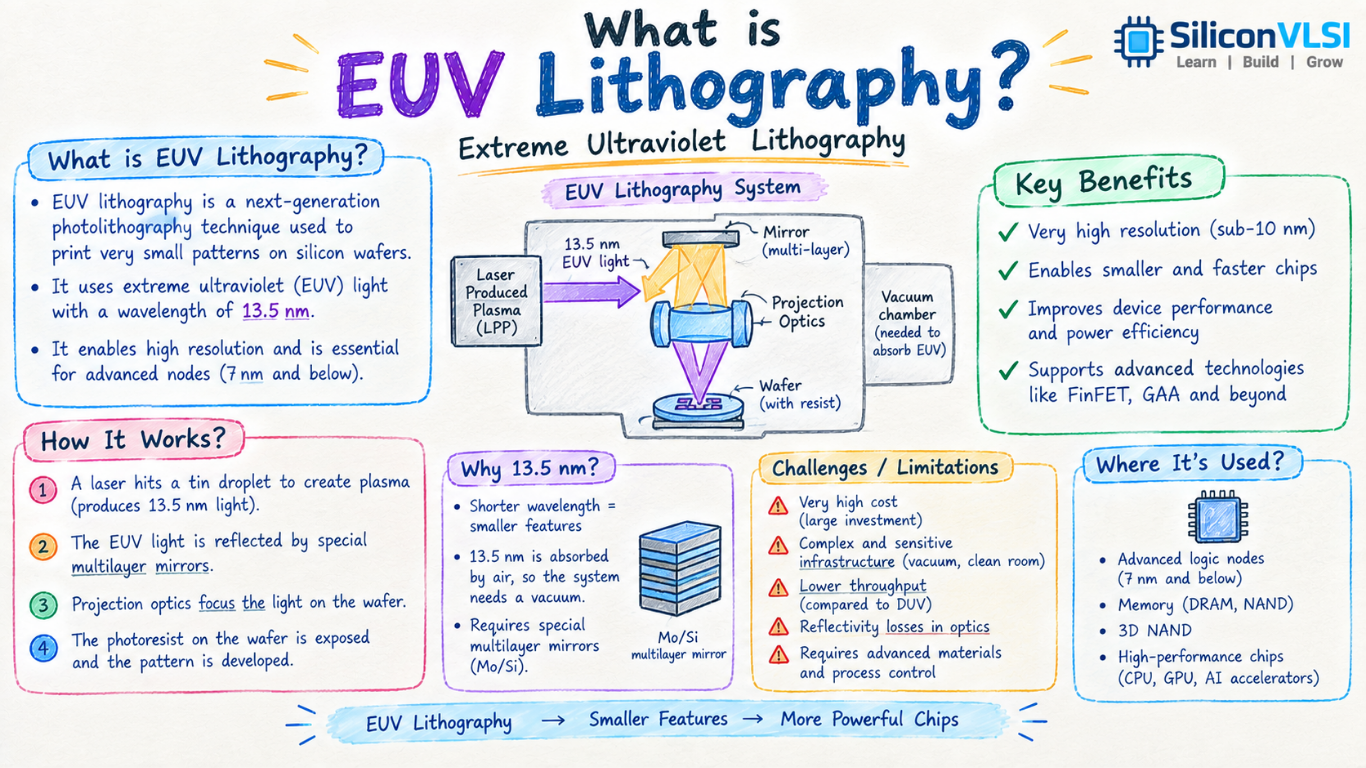 EUV Lithography technology showing 13.5 nm semiconductor patterning
