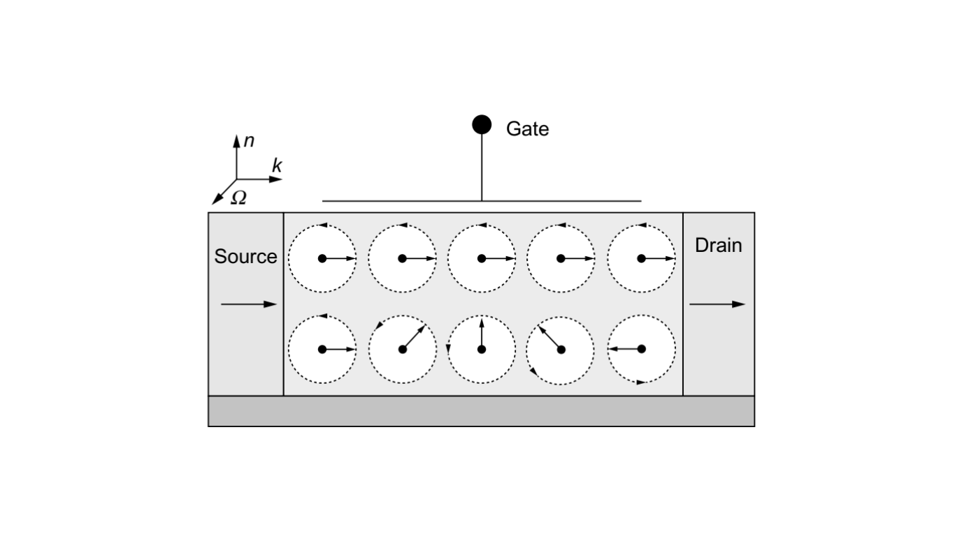 Scheme of a basic spin field-effect transistor (SFET)