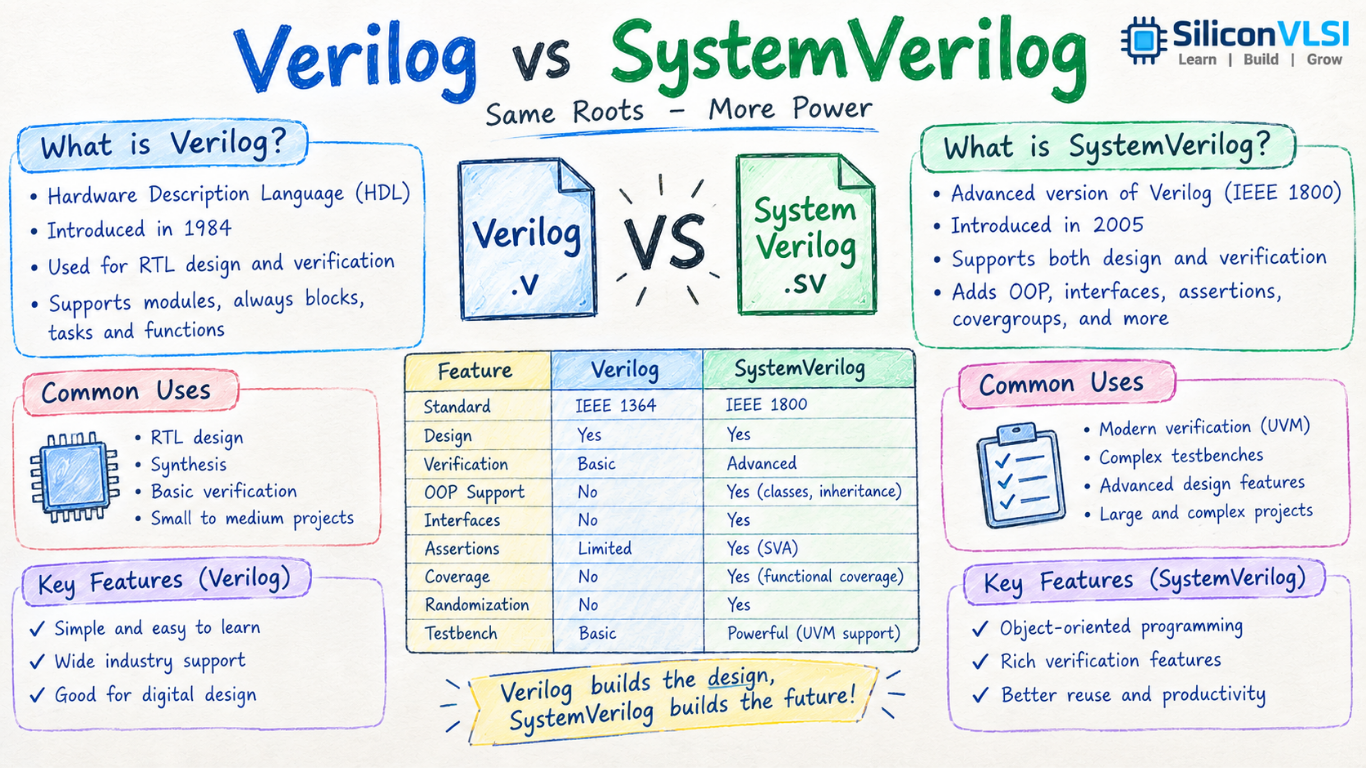 Verilog vs SystemVerilog comparison for RTL design and verification