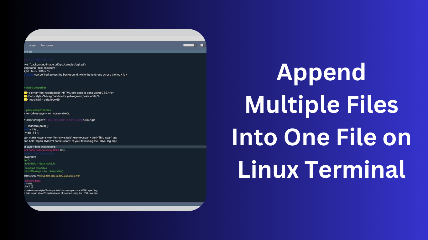 how to append 2 files in linux